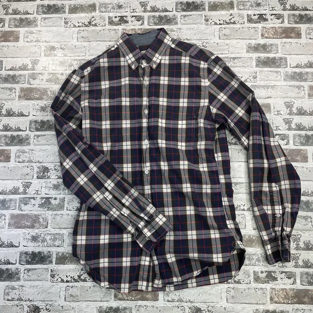 J.Crew Mens Button Down Shirt Size S Multicolor Plaid Long Sleeve Cotton